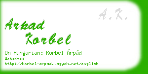 arpad korbel business card